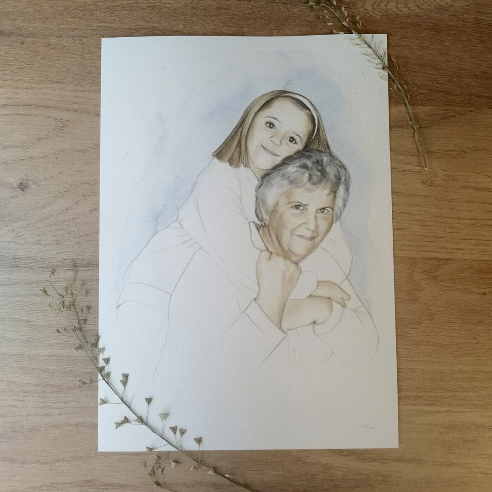 Retratos ACUARELA Y LÁPIZ de personas y/o mascotas - 2