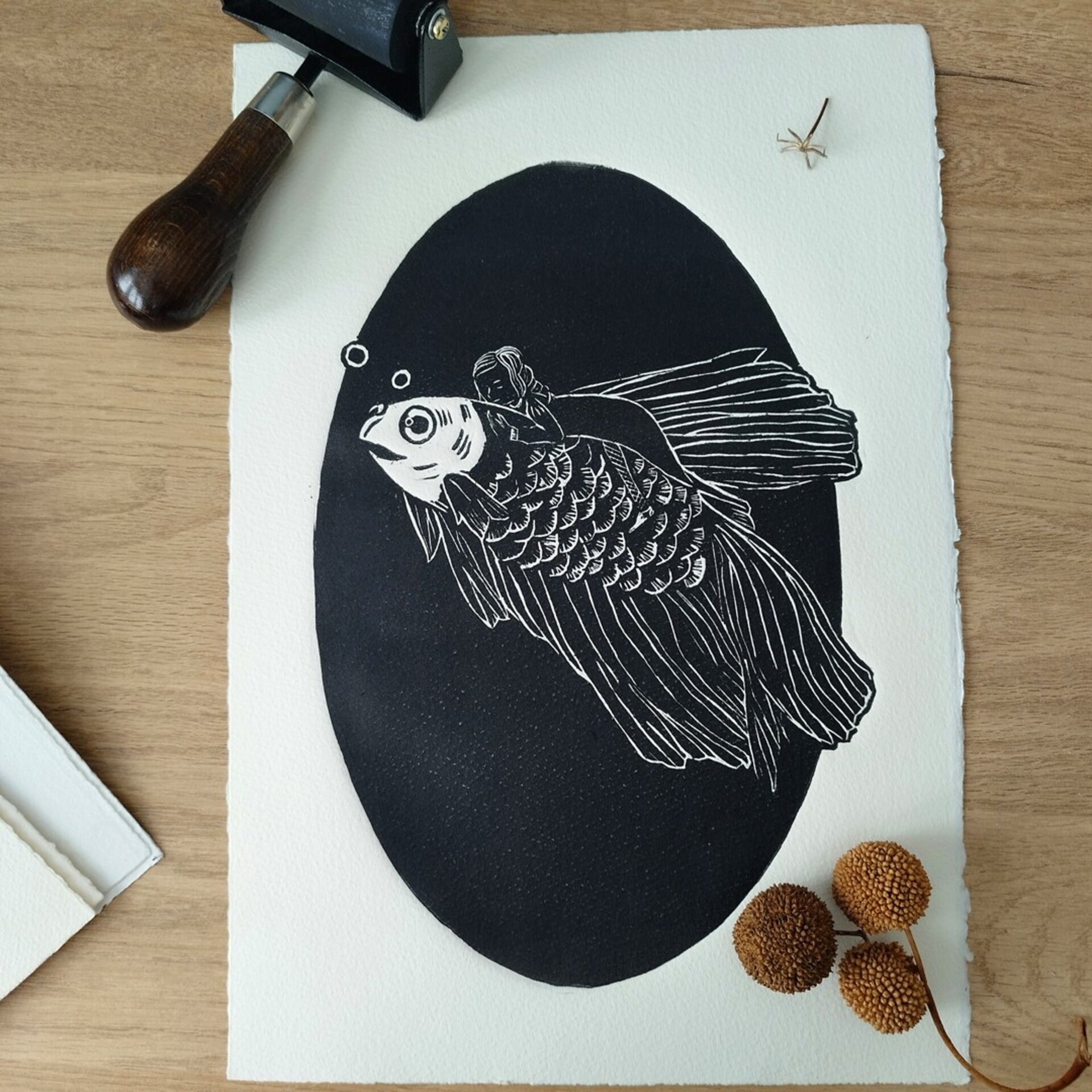 Grabado Soñando en el mar - 1