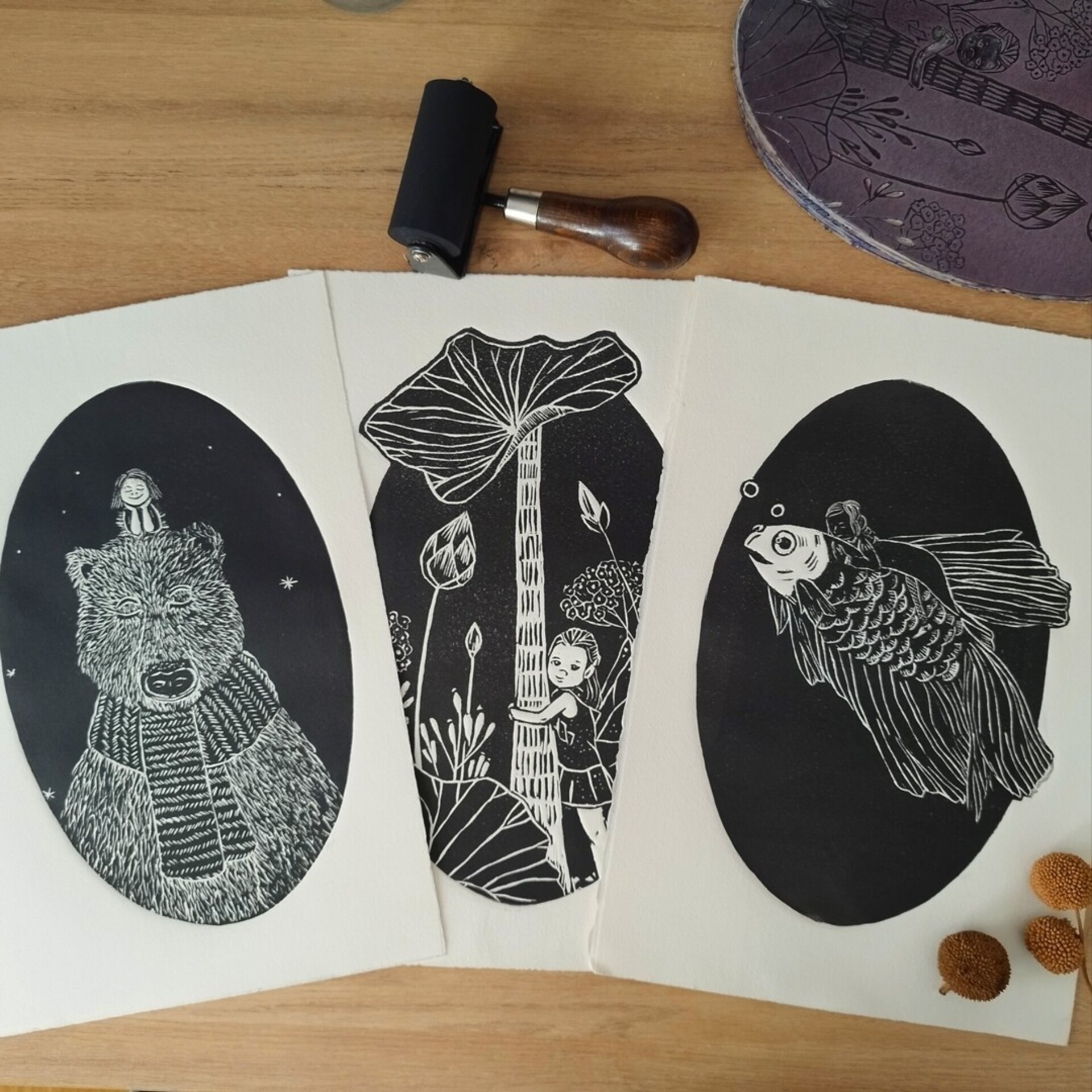 Grabado Mi oso y yo - 2